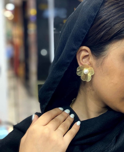 گوشواره آب نقره گل مینیاتوری