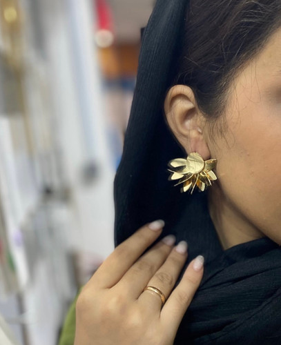 گوشواره آبنقره طرح نیم گل